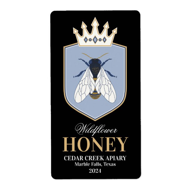 Queen Honey Bee Crown Label (Front)