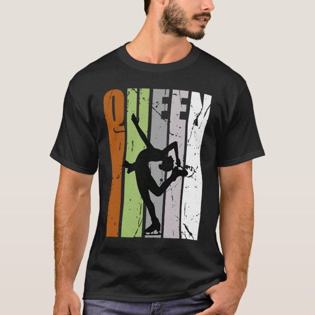 Queen Ice Skating Birthday Silhouette Fan Ice Skat T-Shirt (Front)