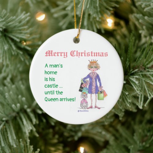 Queen in blue get equal treatment at home cartoon ceramic ornament
