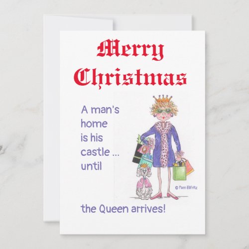 Queen in blue get equal treatment at home cartoon holiday card