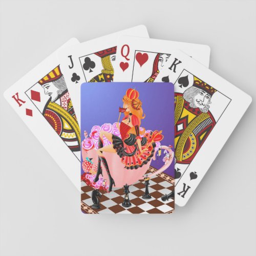Queen in teacup  Playing Cards