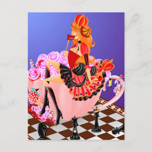 Queen in teacup   Postcard