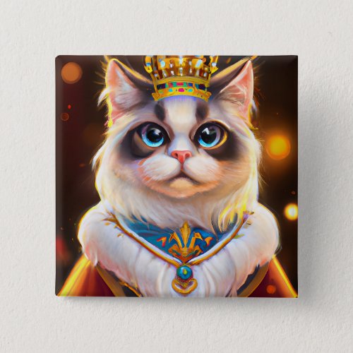 Queen King of Cat Lover cute Design  Button