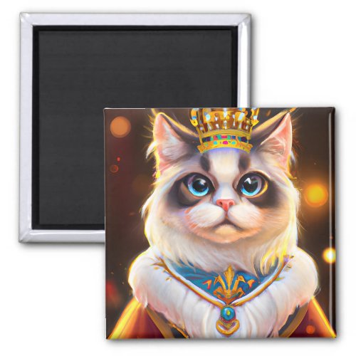 Queen King of Cat Lover cute Design Magnet