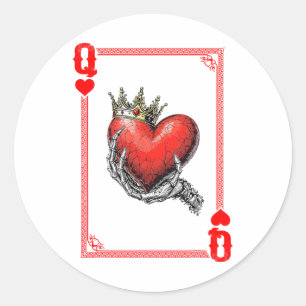 Queen King Of Hearts Playing Card Couple Matching Classic Round Sticker