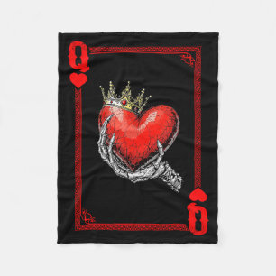 Queen King Of Hearts Playing Card Couple Matching Fleece Blanket