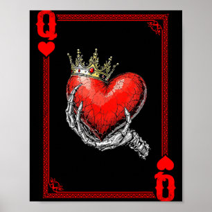 Queen King Of Hearts Playing Card Couple Matching Poster