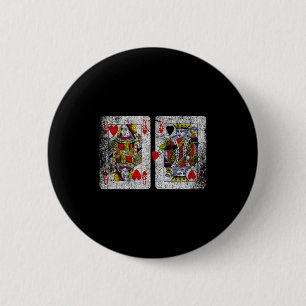 Queen King Of Hearts Playing Cards Valentines Day  Button
