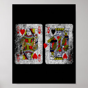 Queen King Of Hearts Playing Cards Valentines Day Poster