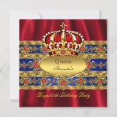 Queen King Prince Royal Blue Regal Red Crown 2 Invitation (Front)