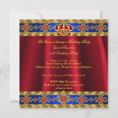 Queen King Prince Royal Blue Regal Red Crown 2 Invitation (Back)