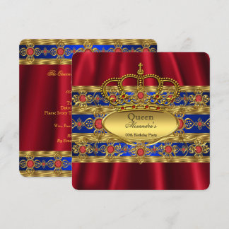Queen King Prince Royal Blue Regal Red Crown Invitation
