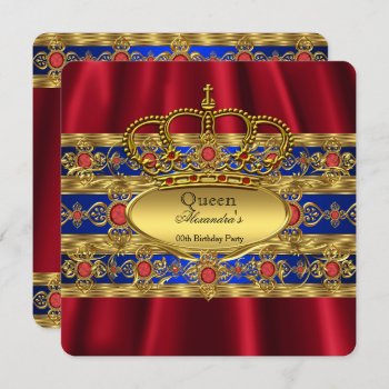 Queen King Prince Royal Blue Regal Red Crown Invitation by Zizzago at Zazzle