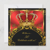 Queen King Regal Red Gold Royal Birthday Party 3 Invitation (Front)
