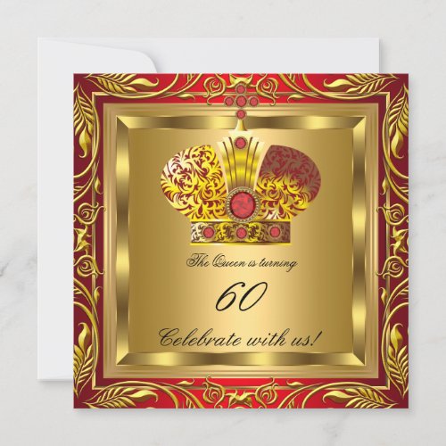 Queen King Royal Red Gold Elite Birthday Party Invitation