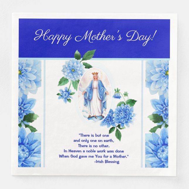 Queen Lady of Grace Virgin Mary Mother Flowers Paper Dinner Napkins (Front)