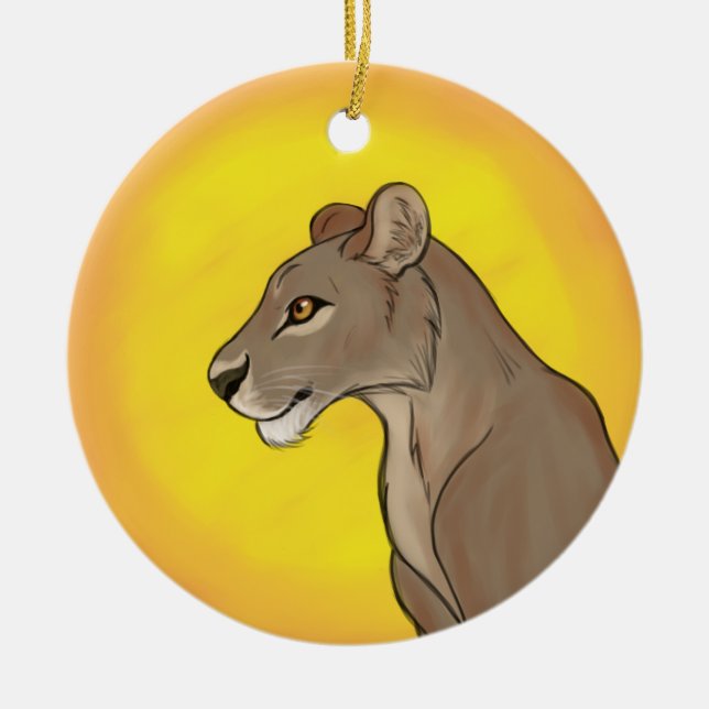 Queen Lioness Ceramic Ornament (Front)