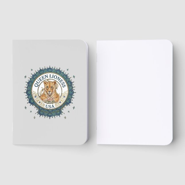 Queen Lioness Elegant Gold Foil Notebook (Front)