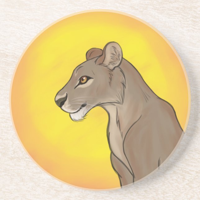Queen Lioness Sandstone Coaster (Front)