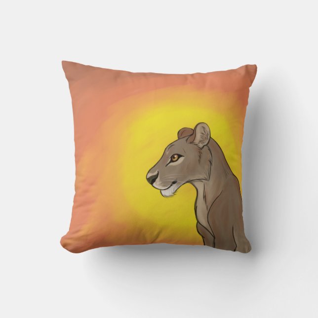 Queen Lioness Throw Pillow (Front)