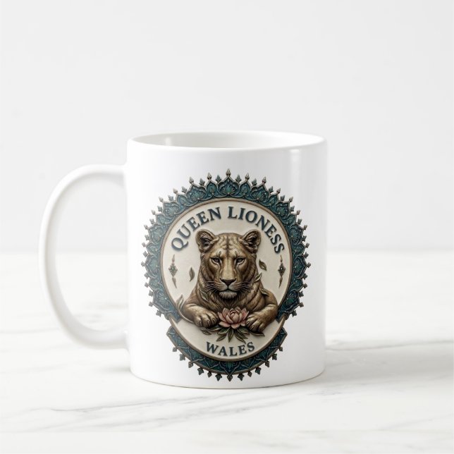 Queen Lioness. Wales Coffee Mug (Left)