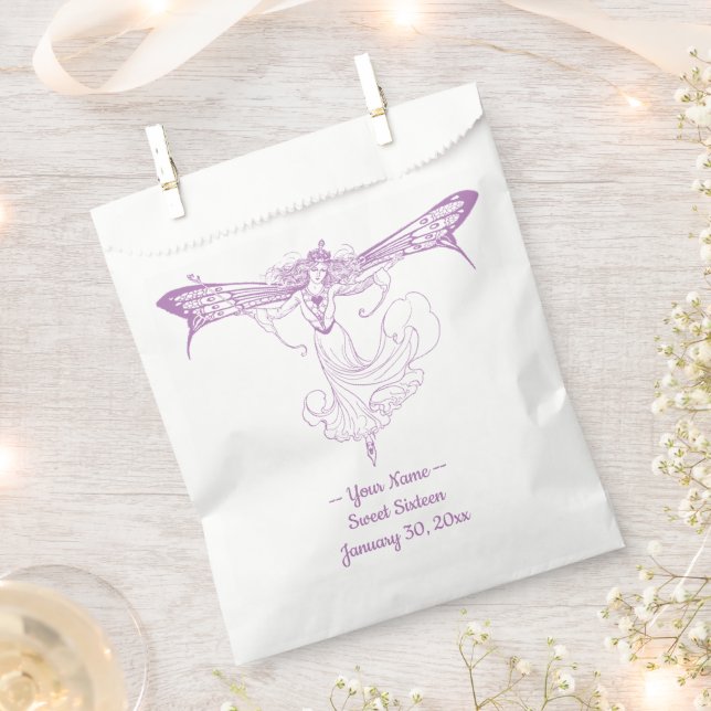 Queen Mab Fairy, Sweet Sixteen in Purple Favor Bag (Clipped)