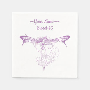 Queen Mab Fairy, Sweet Sixteen in Purple Napkins