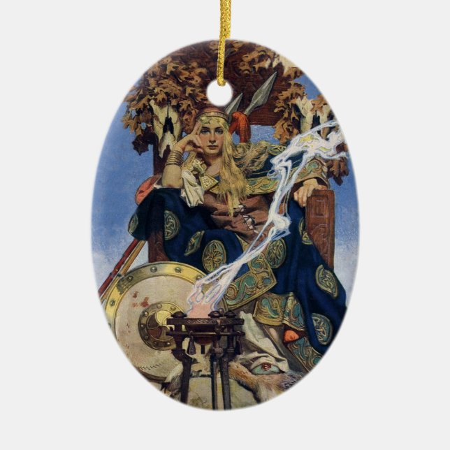 Queen Maeve Warrior Princess Fantasy Art Ceramic Ornament (Front)