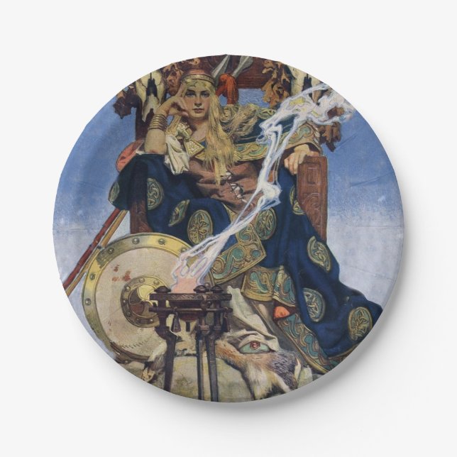 Queen Maeve Warrior Princess Fantasy Art Paper Plates (Front)