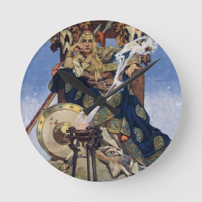 Queen Maeve Warrior Princess Fantasy Art Round Clock (Front)