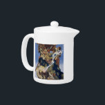 Queen Maeve Warrior Princess Fantasy Art Teapot<br><div class="desc">Command attention with this regal depiction of Queen Maeve, the legendary warrior queen, as envisioned by the master illustrator Joseph Christian Leyendecker. This powerful artwork portrays Maeve seated on a grand throne, adorned in magnificent blue and gold robes, with a crown upon her golden hair. A battle shield and spear...</div>