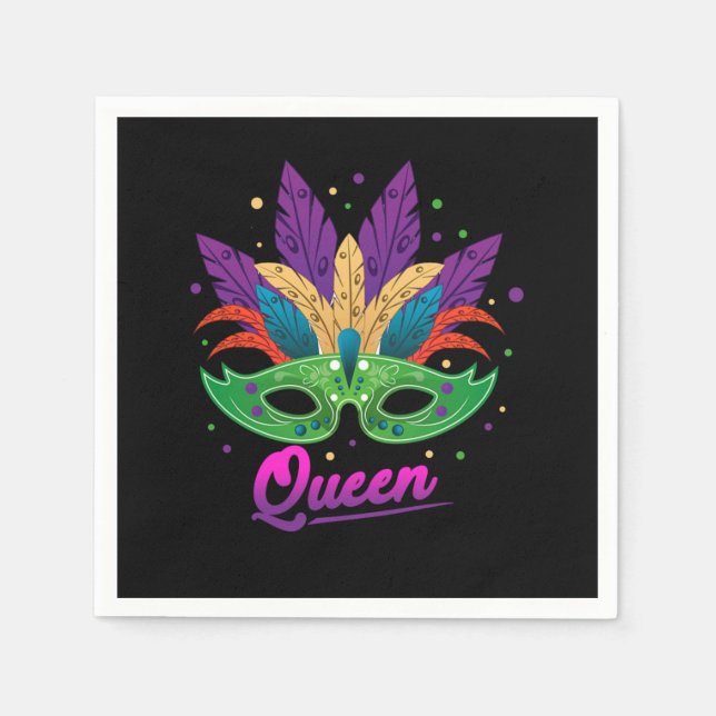 Queen Mardi Gras Street Party Carnival Mask Gift Napkins (Front)