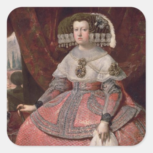 Queen Maria Anna of Spain in a red dress Square Sticker