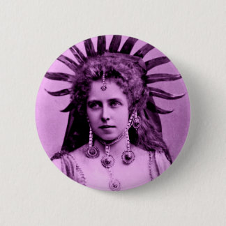 Queen Marie of Romania as the Sun Queen - purple Pinback Button