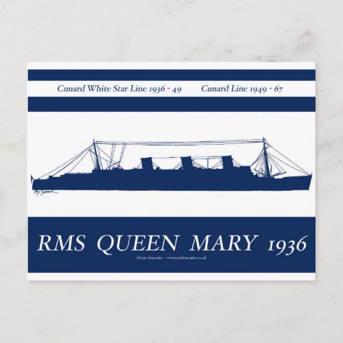 queen mary blue stripe 3 postcard