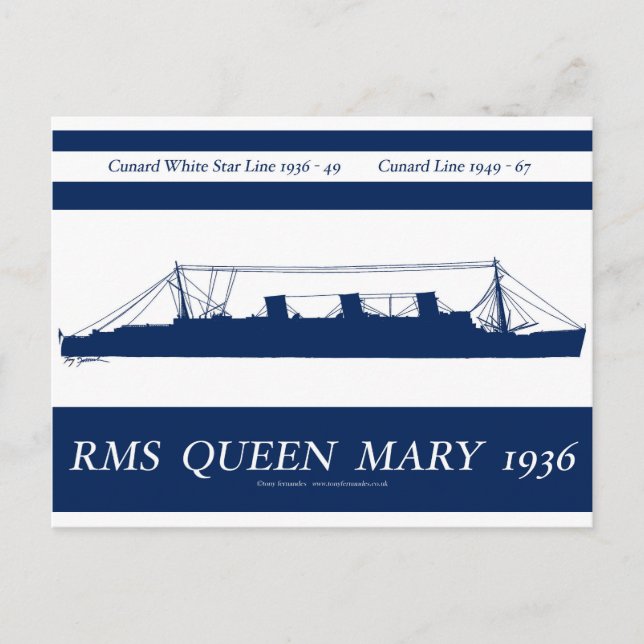 queen mary blue stripe 3 postcard (Front)