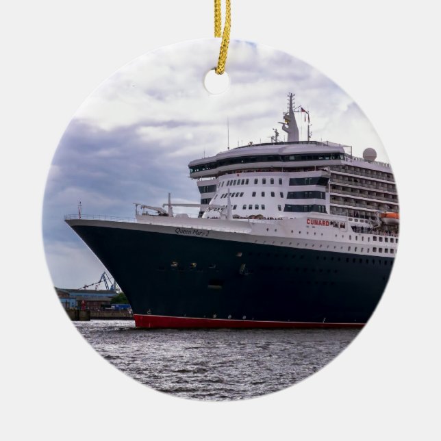 Queen Mary II in Hamburg Harbour Ceramic Ornament (Front)