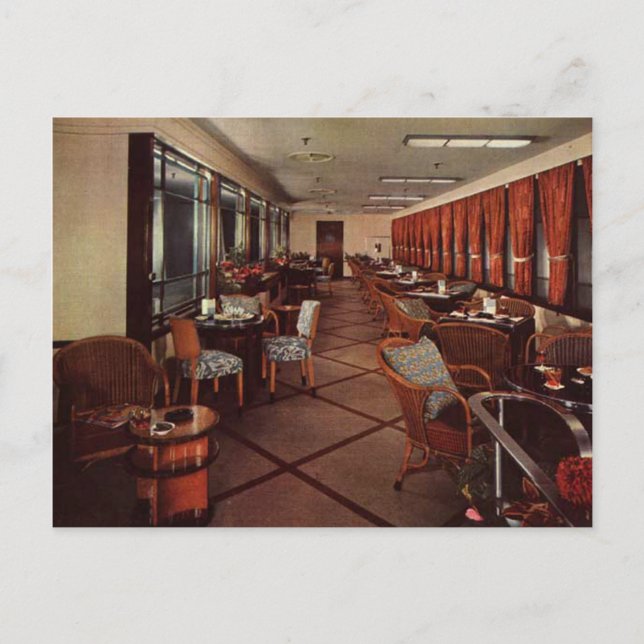 Queen Mary starboard garden lounge Postcard (Front)