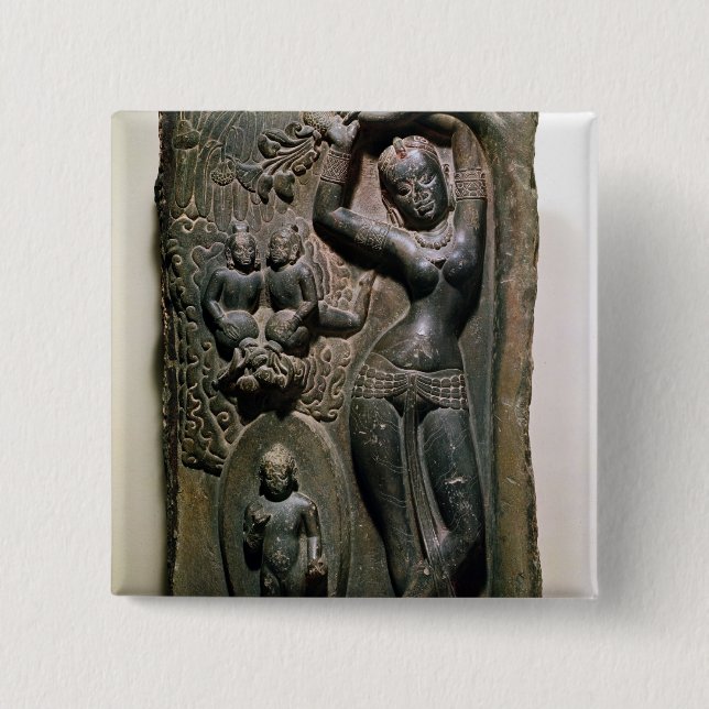 Queen Maya giving birth to the future Buddha Button (Front)