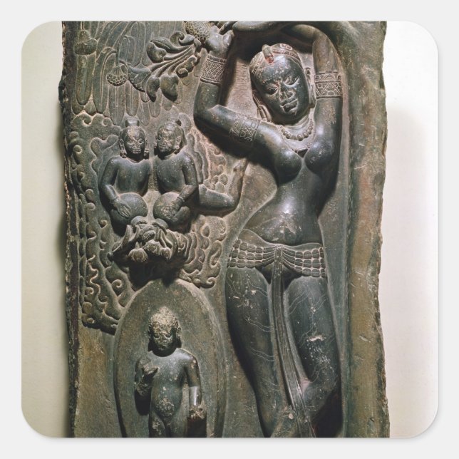 Queen Maya giving birth to the future Buddha Square Sticker (Front)