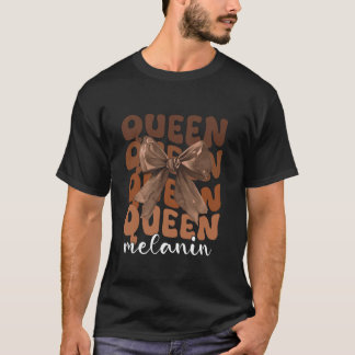 Queen Melanin Coquette Bow African American Black  T-Shirt