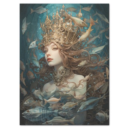 Queen Mermaid And Fishes Under The Sea Tissue Paper