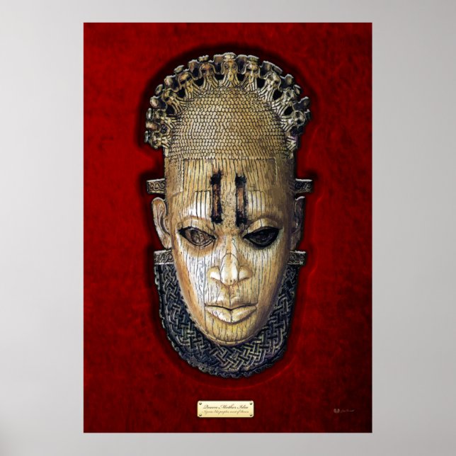 Queen Mother Idia - Ivory Edo Mask on Red Velvet Poster (Front)