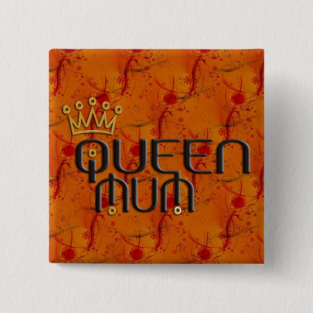 Queen Mum In Red Pinback Button (Front)