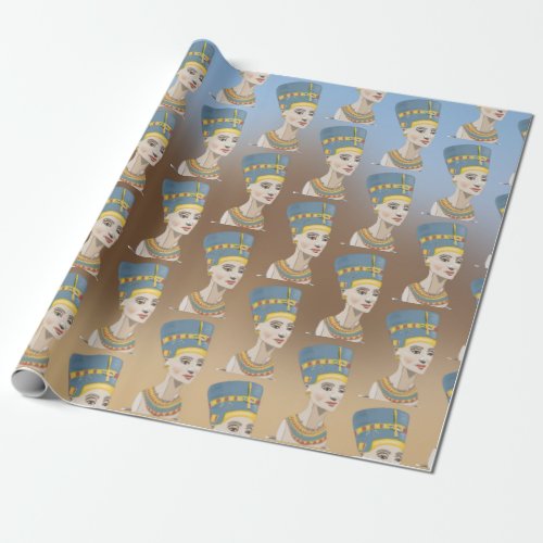 Queen Nefertiti Against Pyramids Wrapping Paper