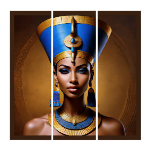 “Queen Nefertiti” Beautiful Ancient African Queen Triptych