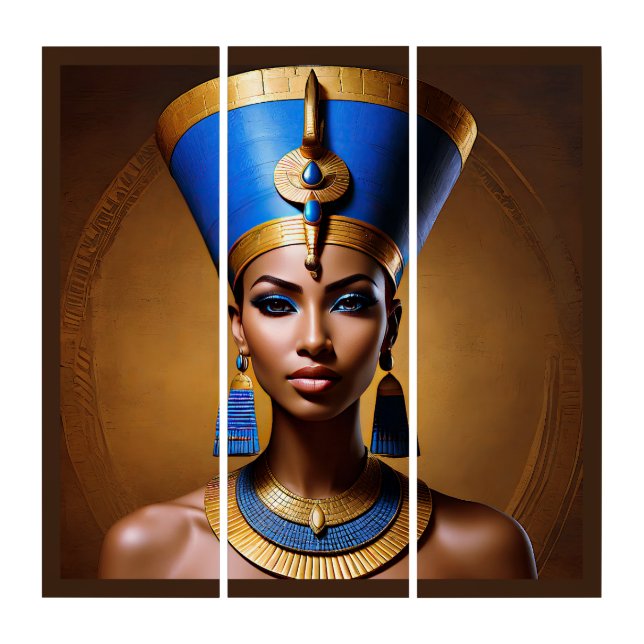 “Queen Nefertiti” Beautiful Ancient African Queen Triptych (Front)