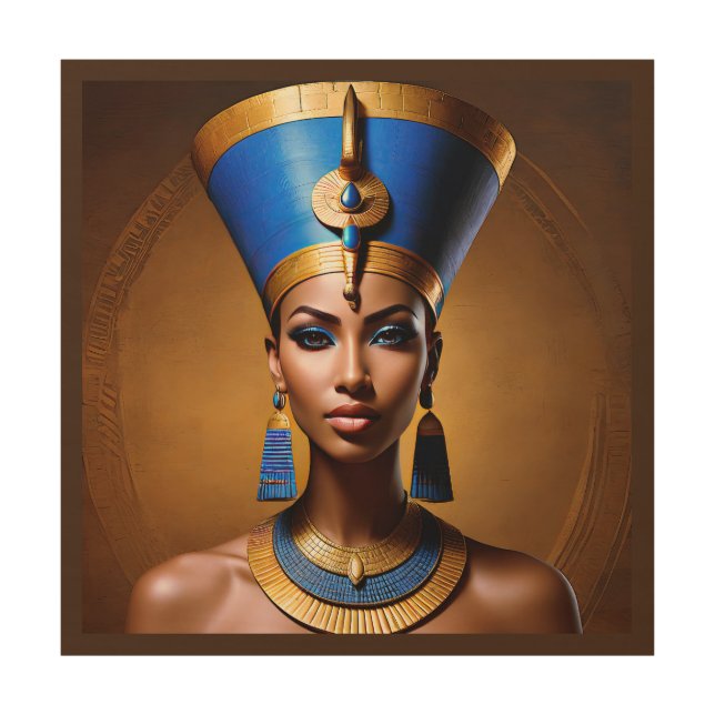 “Queen Nefertiti” Beautiful Ancient African Queen Wood Wall Art (Front)