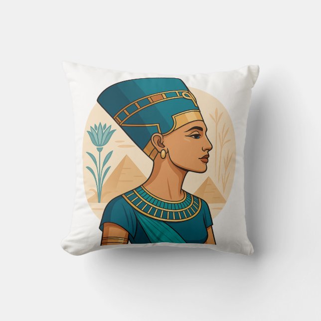 Queen Nefertiti – Timeless Beauty of Ancient Legac Throw Pillow (Front)