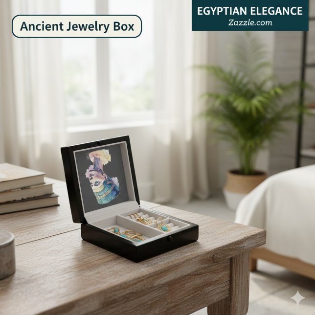 Queen Nefertiti Watercolor Jewelry Keepsake Box (Creator Uploaded)